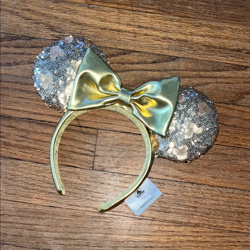 2024 Disney Parks Gold Hidden Mickey Pattern Sequin Ears Headband